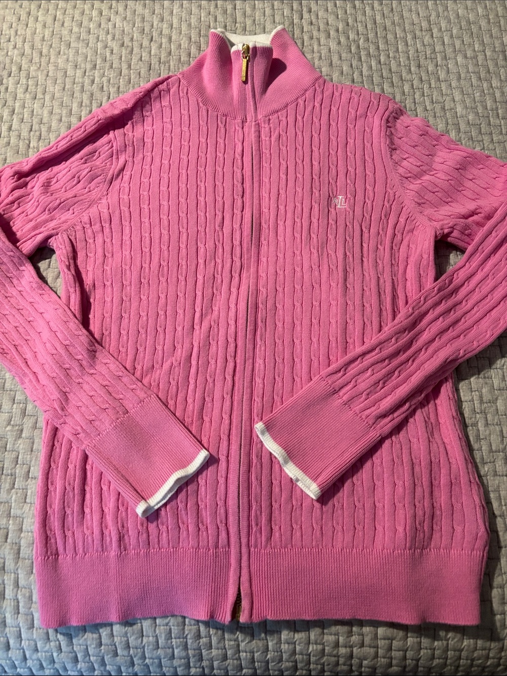 Pink cable knit cardigan